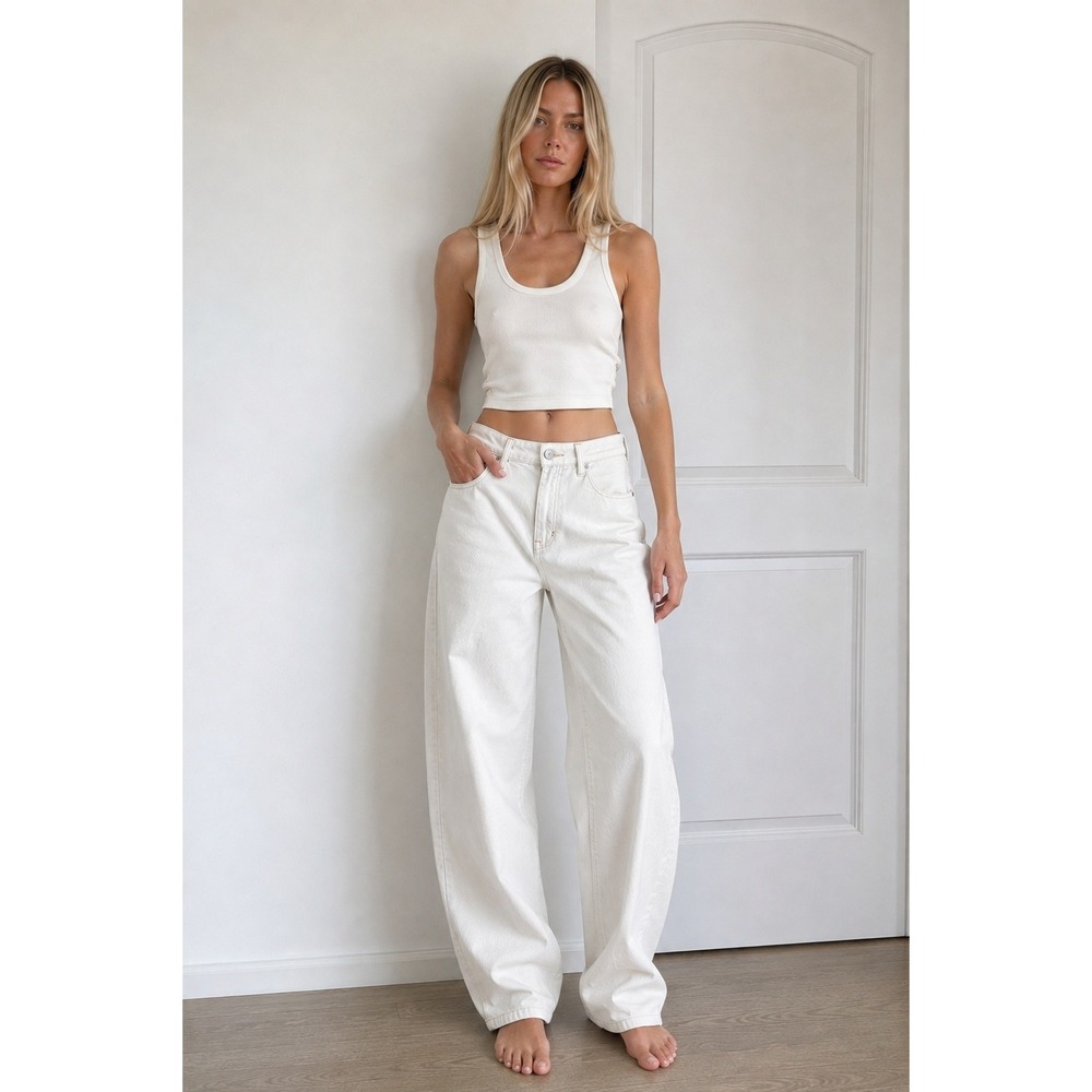 Christopher Esber Ribbed Knit Crop Top Brass Hardware Curved Hem AU 6 / US 0  XS